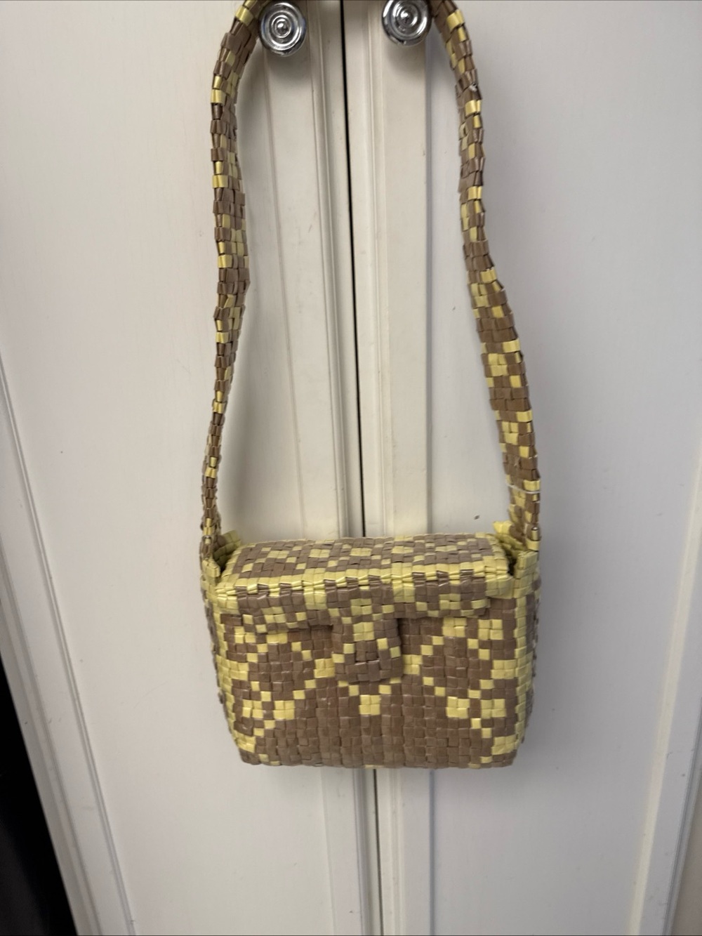 Handwoven Beige & Yellow Crossbody Bag